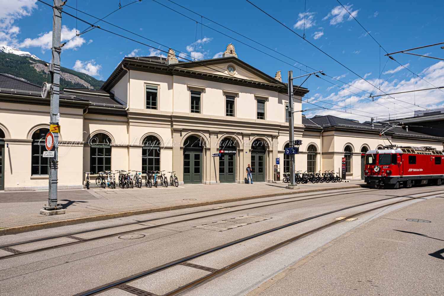 Station Chur, met RhB loc Ge 4/4 II 617